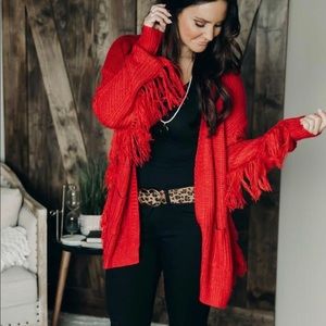 Red Fringe cardigan